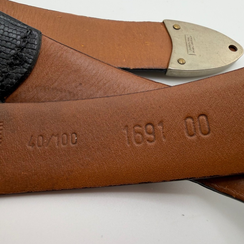 Roundtree & Yorke Men's Black Lizard Embossed Leather Belt Made in Italy Size 40 - Picture 5 of 10